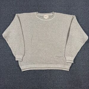 Vintage Woolrich Waffle Knit Fisherman Sweater Mens XL Tan Crew Neck Made in USA